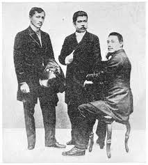 Leaders of the reform movement in Spain: Left to Right: Jose Rizal, Marcelo H. del Pilar, and Mariano Ponce. As leader of the reform movement of Filipino students in Spain, he contributed essays, allegories, poems, and editorials to the Spanish newspaper La Solidaridad in Barcelona(in this case rizal used a pen name, dimasalang).